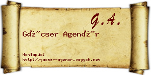 Gácser Agenór névjegykártya